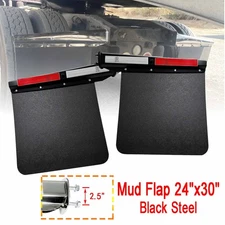 New 2.5" Black Steel Mud Flap Hangers & Semi Truck Trailer Duty Mud Flap 24"x30"