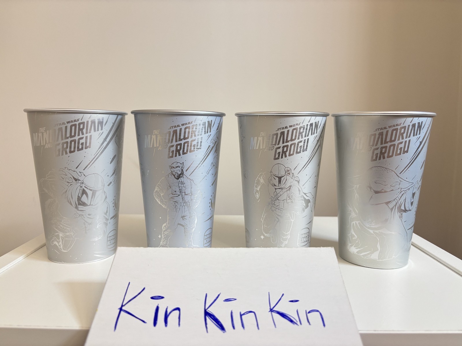 Burger King Star Wars Mandalorian Grogu Colour Changing Metal Cups Set of 4 NEW