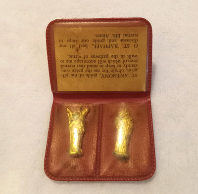 2 Rare Vintage Medals Pendants MEMENTO ST. ANTHONY'S GUILD Paterson New Jersey