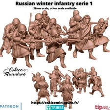 Eskice Miniature WW2 Soviet Russian Winter Infantry Squad Bolt Action 15 20 28mm