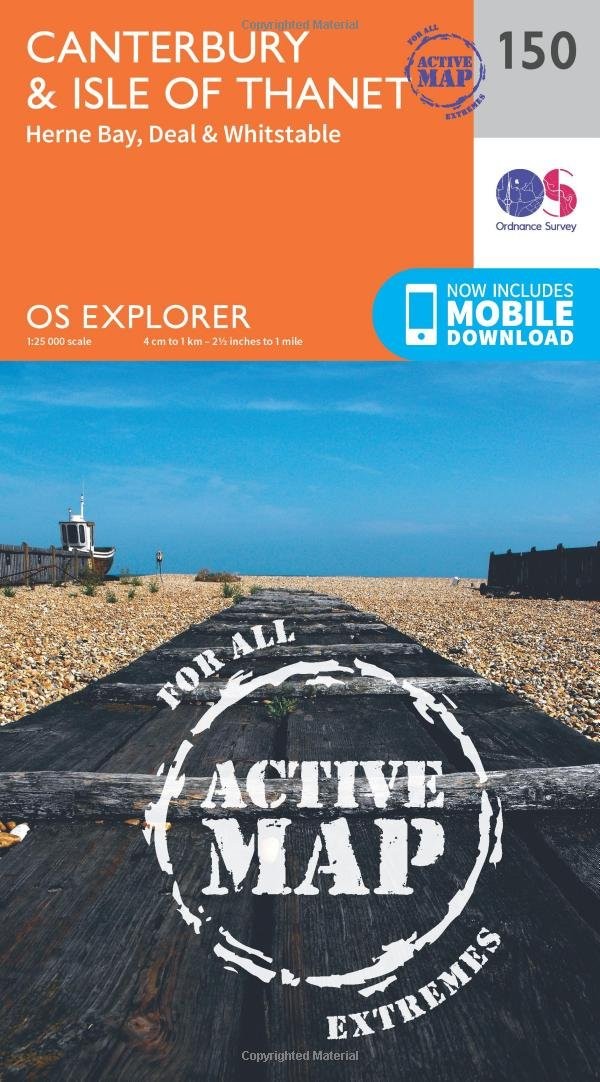 Ordnance Survey Explorer Active 150 Canterbury & The Isle Of Thanet Map With Digital Version Orange - Image 4