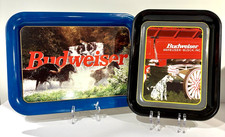 Vintage Budweiser Anheuser Busch Beer Tip Trays Tin Advertising Set of 2 Barware