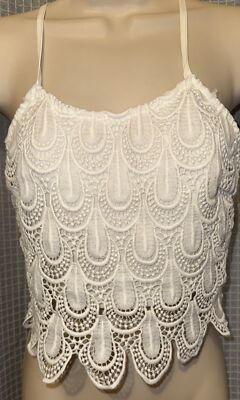 MWOT RUMOR BOUTIQUE WHITE CROCHETED CAMISOLE, XS. CUTE!!  T