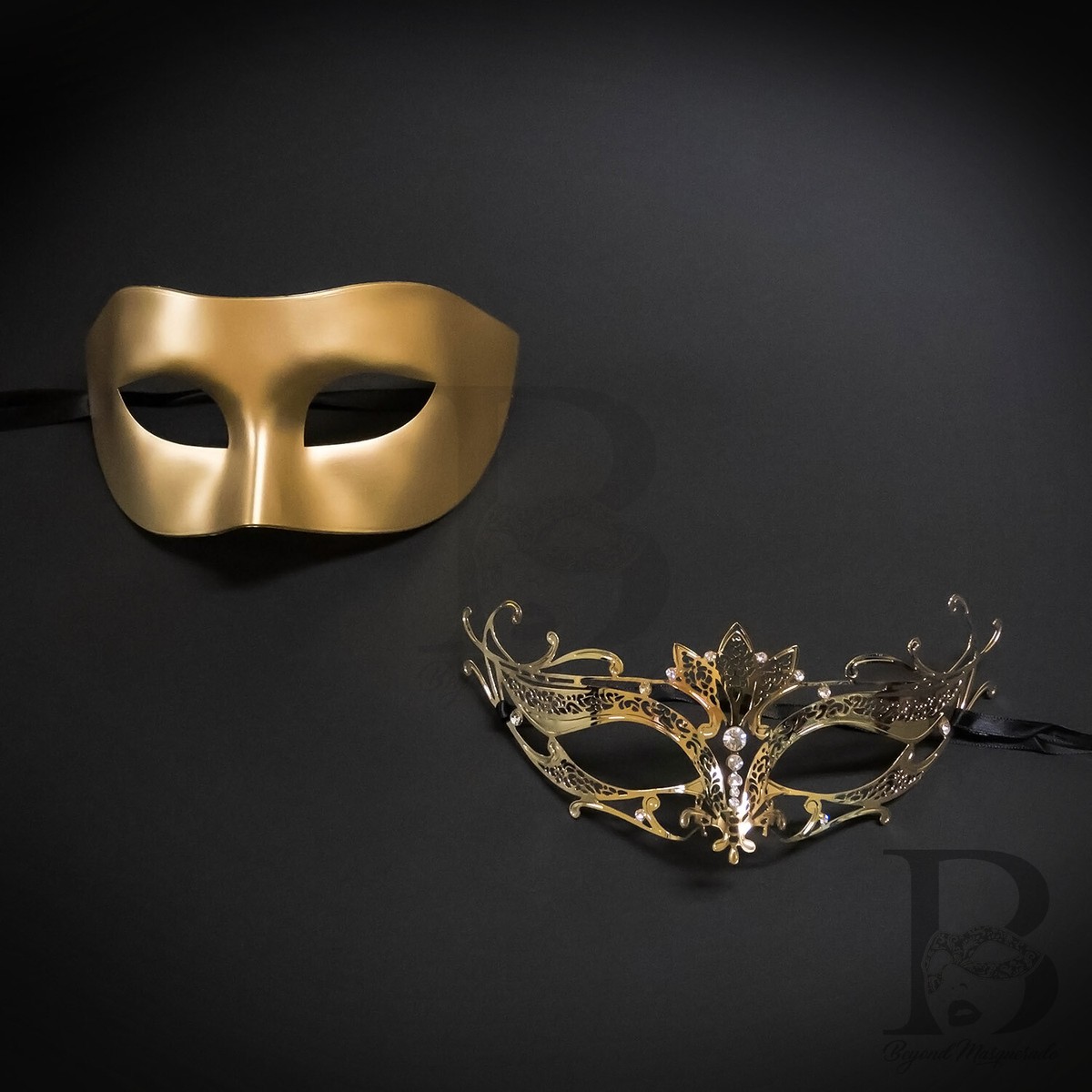 Masquerade Mask for Couples Gold Luxury Venetian Couples Masks