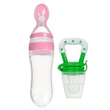 VBaby Baby Food Feeder Baby Teething Toy Silicone Teether Pacifier Spoon Bottle