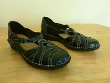 CLARKS BENDABLES Shoes Women's 60356 Black leather strappy shoes 6 1/2 M