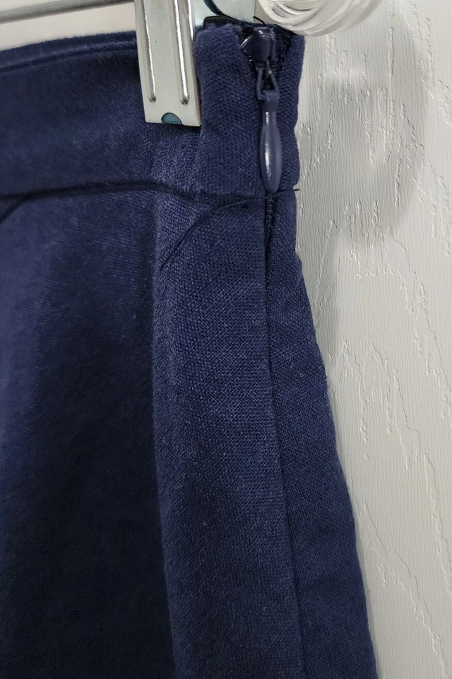 Falda delantera con volantes de lino Lux para mujer mezcla de lino azul liso talla mediana Foto 4 de 4