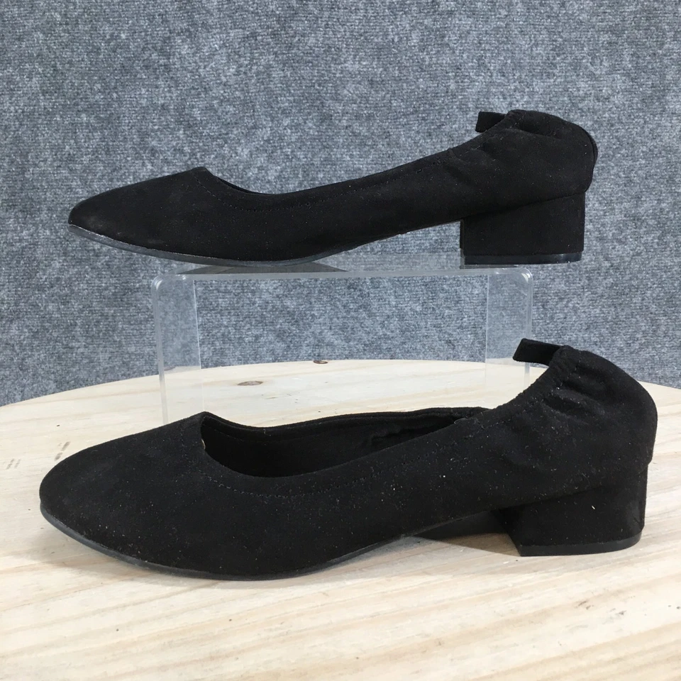 Zapatos de salón Brash para mujer 9,5 sin cordones negros imitación gamuza informales tacones bajos Foto 2 de 4