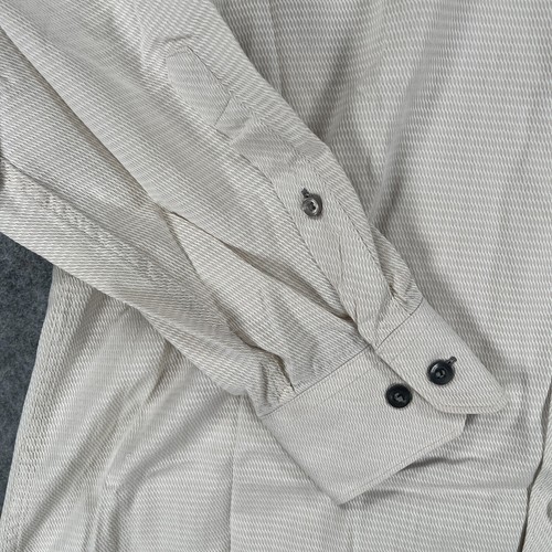 Jhane Barnes Men's L 16 34/35 Slim Fit Cream Flip Cuff Button Down Shirt - Picture 3 of 9