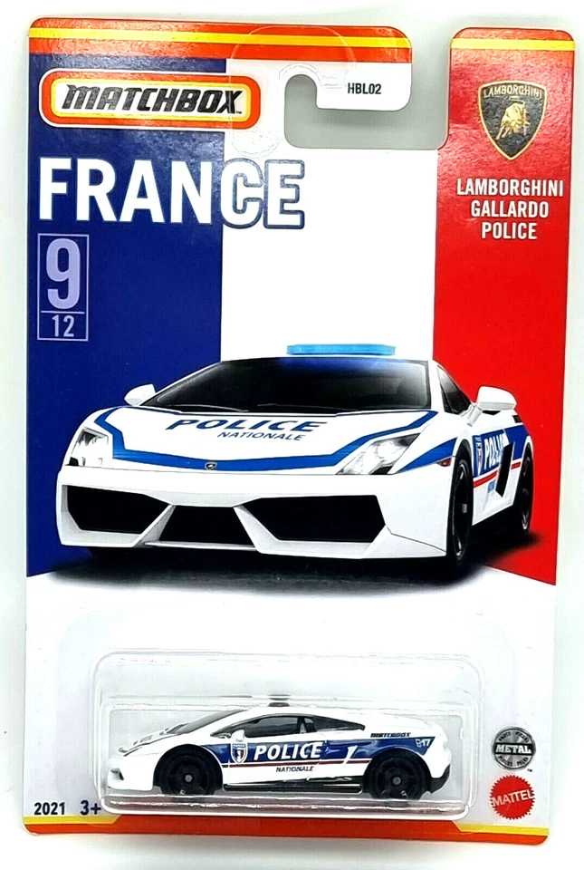 Mattel Matchbox France Serie 2021 Car Lamborghini Gallardo Police 9/12