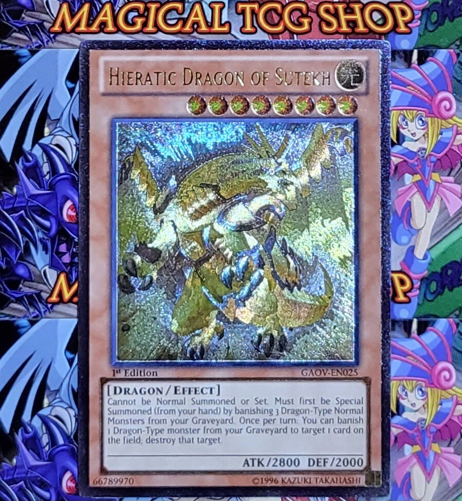 yugioh hieratic cards Yu-Gi-Oh! - Dragon King of Atum - DUPO-EN092 - Ultra Rare - 1st Edition Special Summon 1 Dragon monster from your hand or Deck Yugioh Card “Hieratic Dragon of