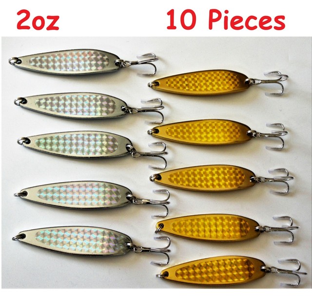 10 pcs 2oz Casting Spoons 5 Gold & 5 Silver Fishing LuresCrocodile