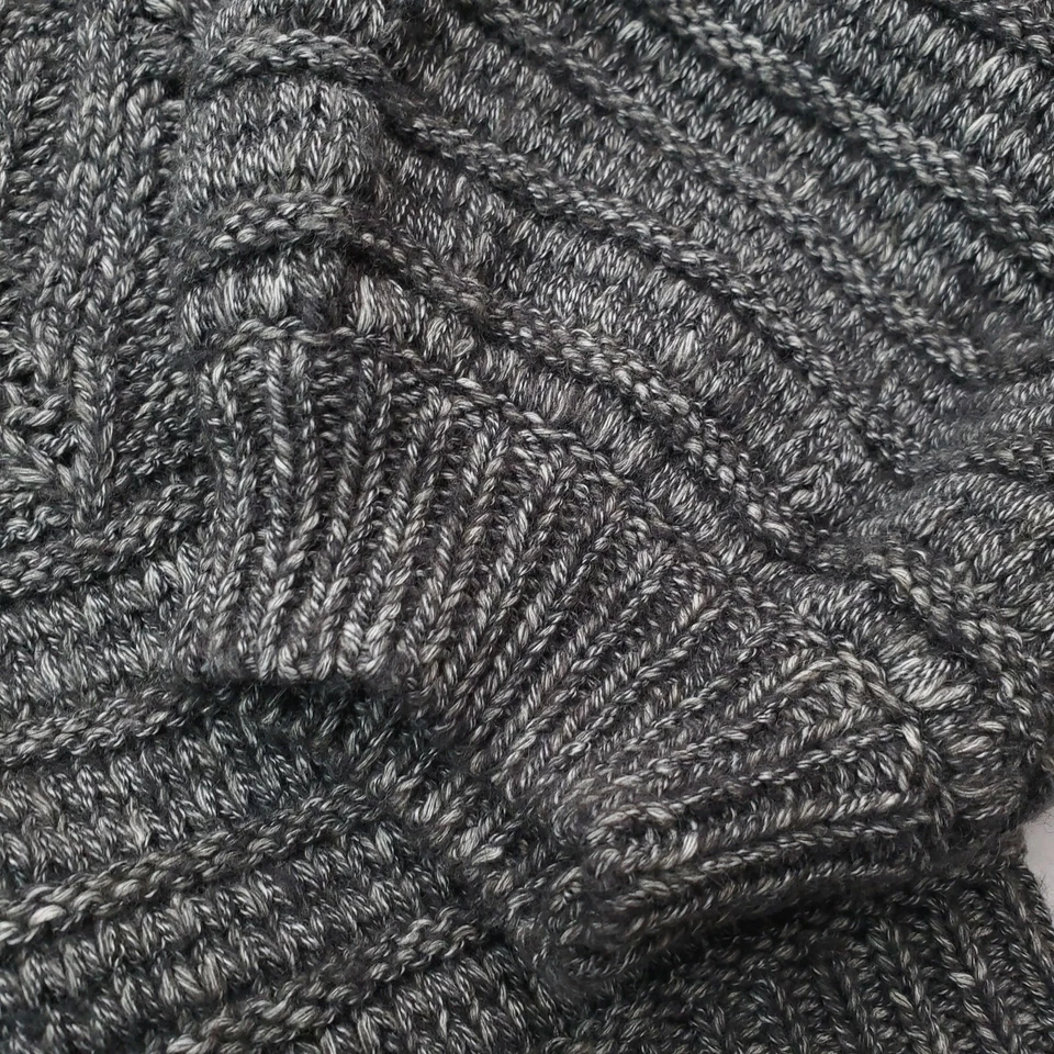 Suéter Lucky Brand Mujer Gris Medio Mezcla de Lana Cable Tejido Cárdigan Globo Foto 3 de 4