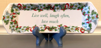 Spode Christmas Candy Dish Plate~Live Well Laugh Often Love Much 9'' x 2 7/8''