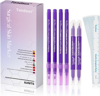 6Pcs Professional Surgical Tip Skin Marker Pen Purple Ink Stencil Markers Pen