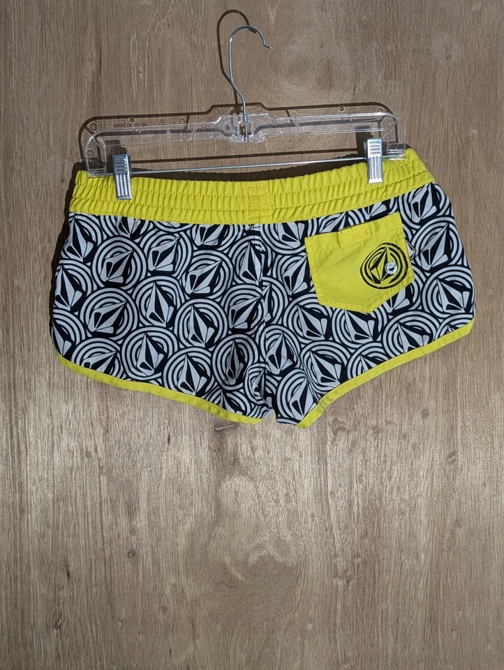 volcom miss mod swim beach shorts womens 33 elastic waist logo pattern low rise - Image 4 of 4