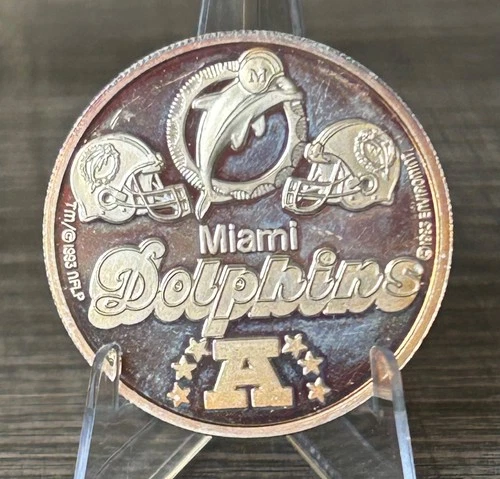 VINTAGE 1993 ENVIROMINT NFL MIAMIA DOLPHINS ART BAR - .999 FINE SILVER