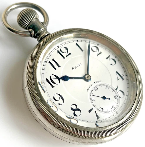 Antique - Pocket Watch - Octava Watch Co - 8 Day - Vintage - Swiss Made - Rare