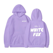 Purple Girls White Black Fox Pocket Hoodie Kid Sweatshirt Casual Pullover Jumper