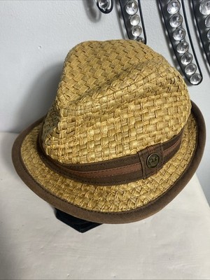 Goorin Bros Brown Tan Woven Weave Paper & Cotton Fedora Hat size Small