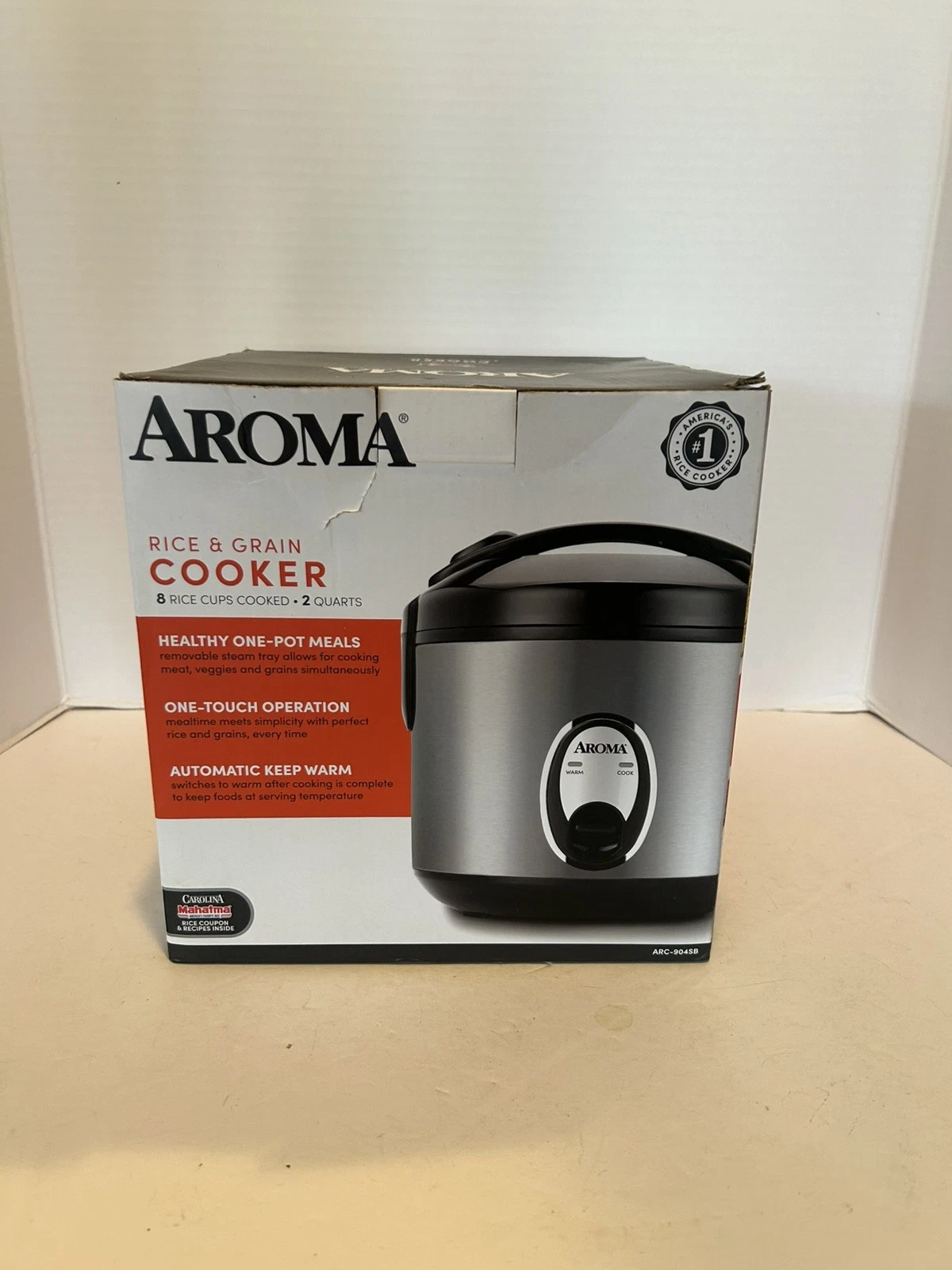 Aroma 8 Cup Rice Cooker Stainless Steel ARC-904SB: Auto Shut-Off, Reheat & Steam