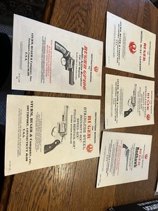 Vintage Lot Of Ruger Owners Manuals, 10/22 Carbine,RedHawks,gp100,& 2 Speed Six