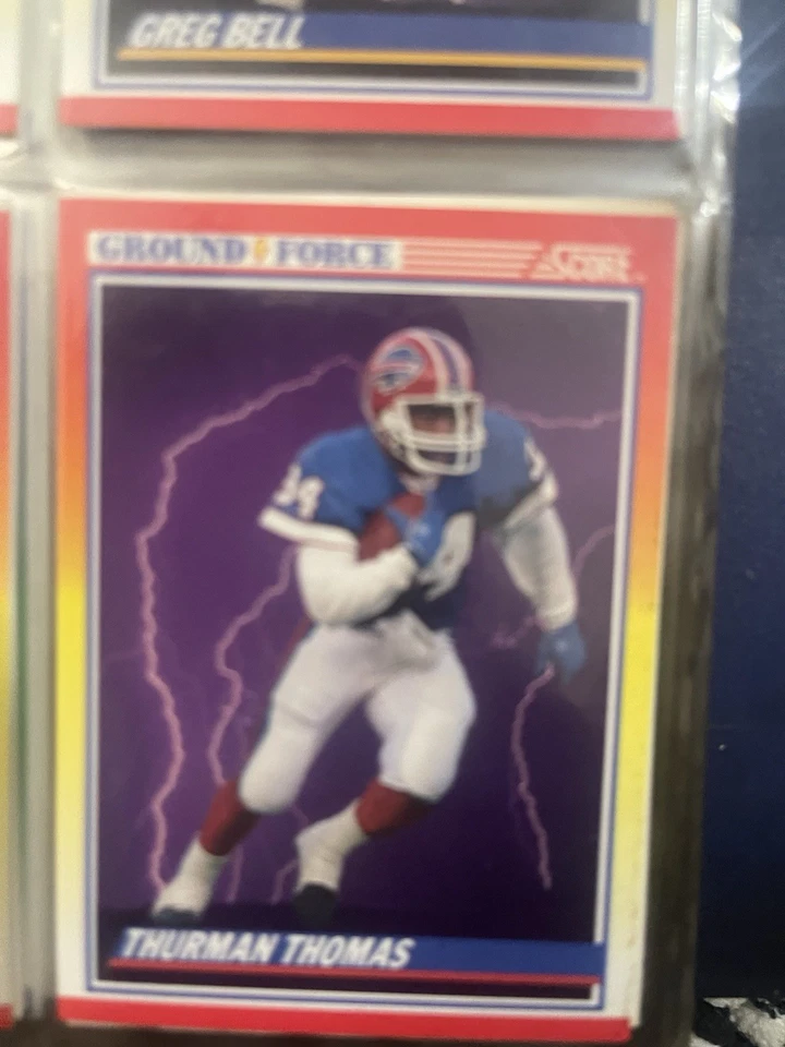 1990 Score Bo Jackson #697 Dan Marino Jim Kelly Barry Sanders y Thurman Thomas Foto 3 de 4