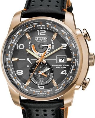 Citizen Eco-Drive World Time Rose Gold Model AT9013-03H Original Box And Book