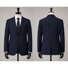 Theory Mens Navy Blue Wool Blend Two Button Blazer Sport Coat 40 Regular