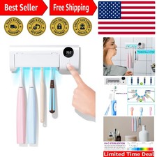 UV Toothbrush Cleaner Wall-Mounted Holder - 4 Slot Rechargeable Organizer