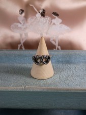 Sterling Silver Double Heart Ring Size-5 Stamped Ster 5