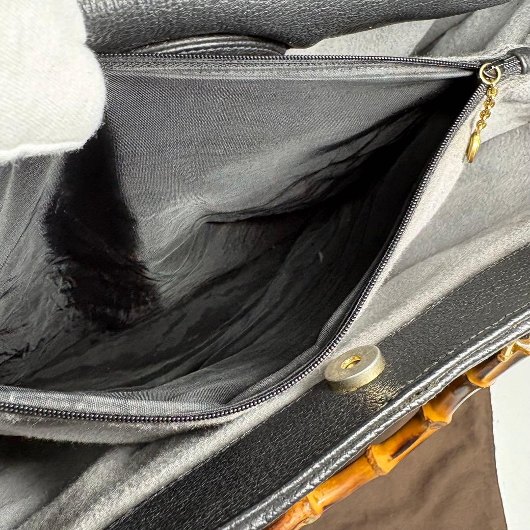 GUCCI Diana Bamboo Tote Hand Bag Magnetic Leather Suede Black Vinatge From Japan thumbnail 13