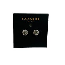 Coach Open Circle Stone Stud Earrings / Silve...