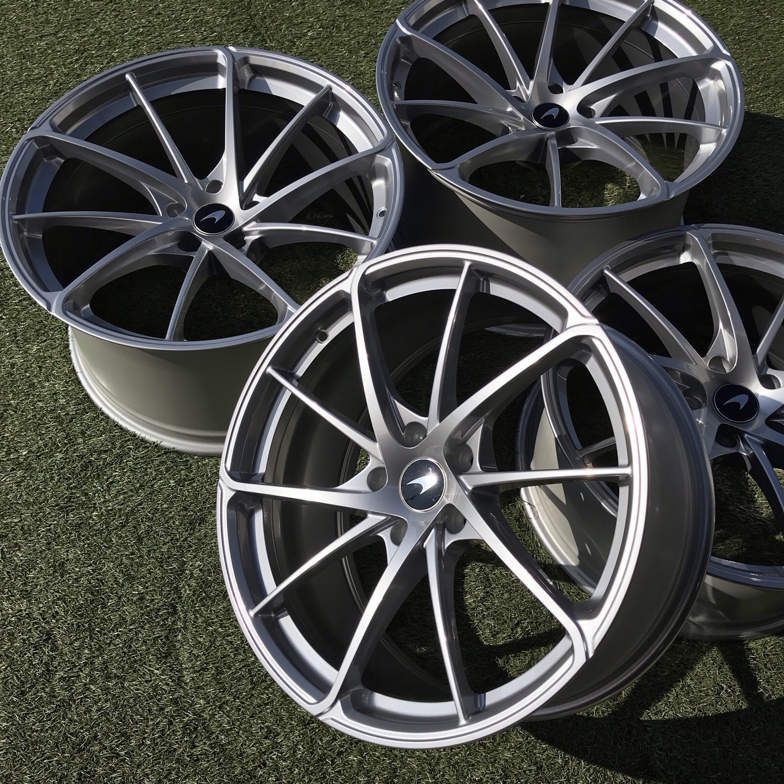 19 20 MCLAREN 750S RIMS OEM GENUINE STOCK SET 4 SILVER 720S