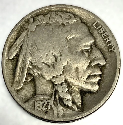 1927-P Buffalo Nickel 5C Fine (F) FULL DATE Philadelphia Actual Coin Shown -2142