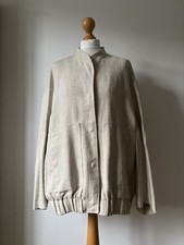 ZARA Beautiful Cream Linen Blend Oversized Boxy Jacket Size S New
