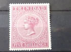 TRINIDAD 1894  5 SHILLING MAROON (PERF 14) MINT IN CARD