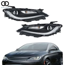 For Chrysler 200 2015-2017 Headlights Left+Right Side Black W/LED DRL Halogen