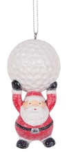 Santa Holding Golf Ball Tee Off Golfer Christmas Holiday Ornament 3.25 Inches