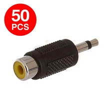 50 PCS 3.5mm Mono Male Plug to RCA Female Jack Adapter Audio Connector Converter