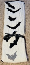 Spooky Night Halloween GHOST Throw Blanket 50? x 80? White Black Silver Bats NEW