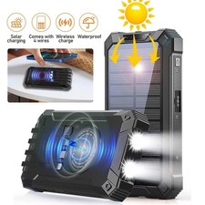 60000mAh Super Solar Power Bank Portable External Battery Wireless Fast Charging