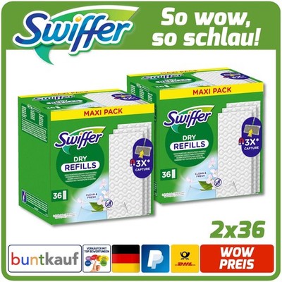 2x 36-er Swiffer Bodenwischer Trockene Bodentücher Nachfüller Clean & Fresh