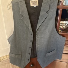 Frontier Classics Western Vest Pockets Grey Canvas Buckle Back Medium