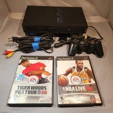 Sony PlayStation 2 PS2 Black Console Bundle - Tested and Working Factory Sealed