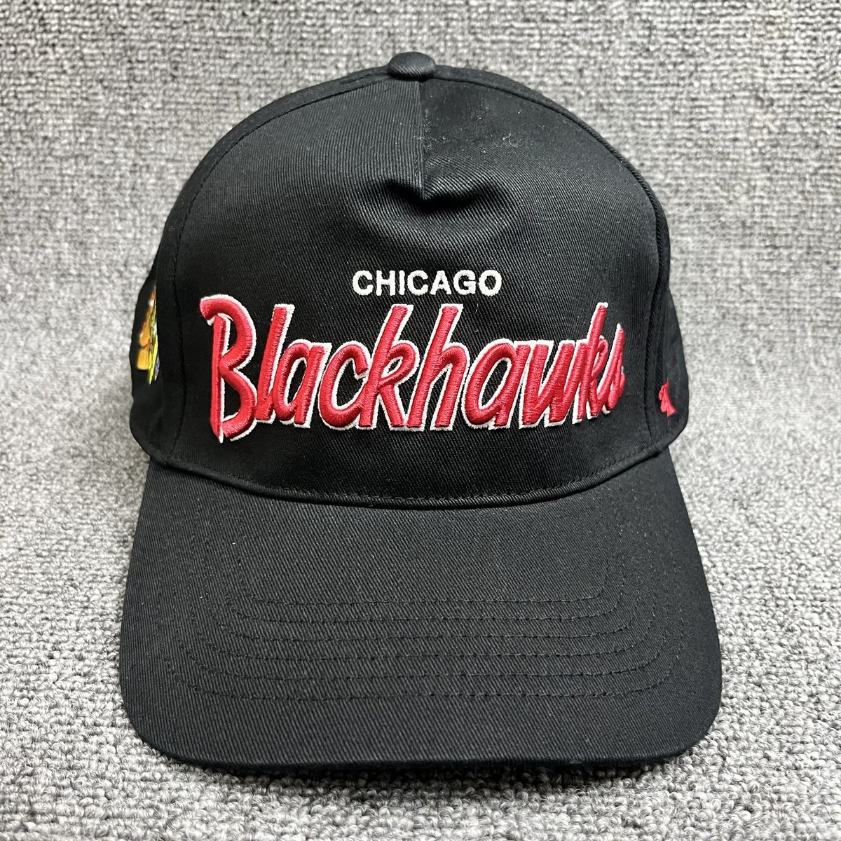 New '47 Brand Chicago Blackhawks NHL Black Script Snapback Hat Cap