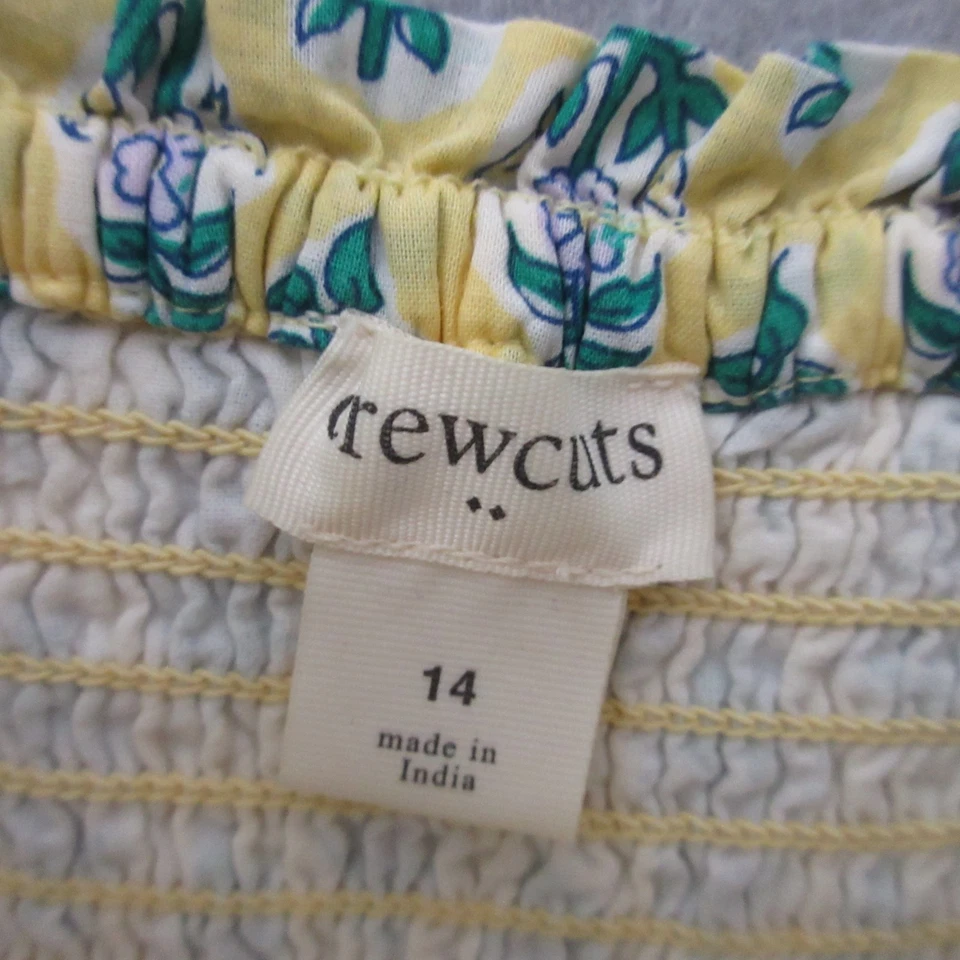 J Crew Crewcuts Dress Girls 14 Yellow Floral Smocked Tiered Ruffle Midi Boho - Image 4 of 4
