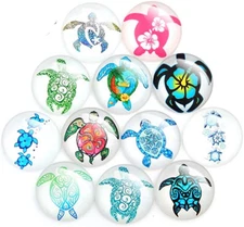 12Pcs/Lot New Mixed Turtle Animal Style Snap Jewelry Glass Charms 18Mm Snap Butt