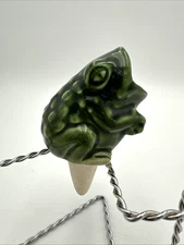 1960's Green Glaze Bull Frog Plant Watering Spike