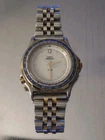 Vintage Timex Indiglo Men's Quartz Timepiece White Dial Two-Tone Compass Bezel